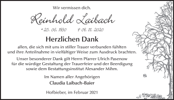 Traueranzeige von Reinhold Laibach von FZ
