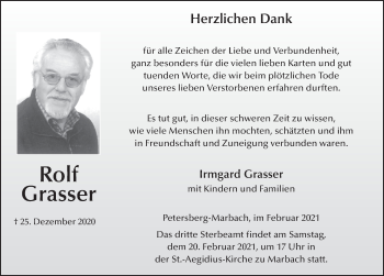 Traueranzeige von Rolf Grasser