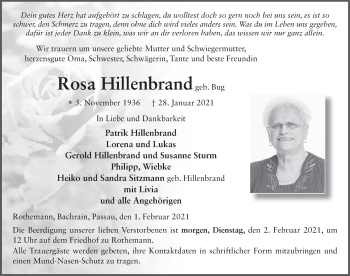 Traueranzeige von Rosa Hillenbrand von FZ