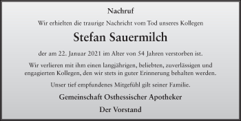 Traueranzeige von Stefan Sauermilch von FZ