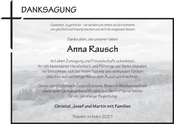 Traueranzeige von Anna Rausch von FZ