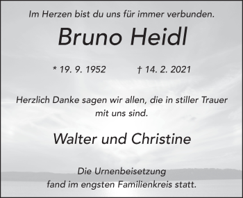 Traueranzeige von Bruno Heidl von FZ