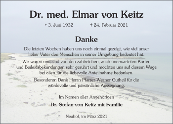 Traueranzeige von Elmar  von Keitz von FZ