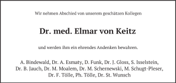 Traueranzeige von Elmar von Keitz von FZ