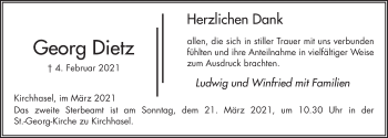 Traueranzeige von Georg Dietz von FZ