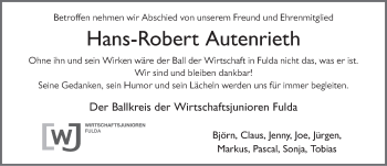Traueranzeige von Hans-Robert Autenrieth von FZ