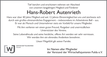 Traueranzeige von Hans-Robert Autenrieth von FZ