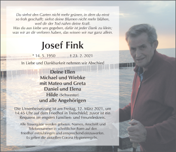 Traueranzeige von Josef Fink von FZ