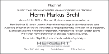 Traueranzeige von Markus Brehl von FZ