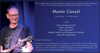 Traueranzeige von Martin Günzel von FZ
