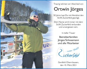 Traueranzeige von Ortwin Jörges von FZ