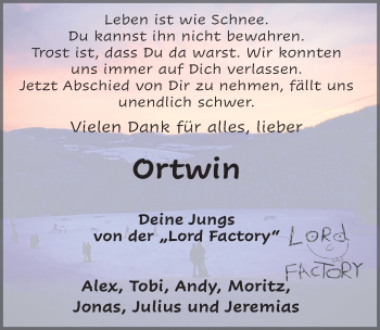 Traueranzeige von Ortwin Jörges von FZ