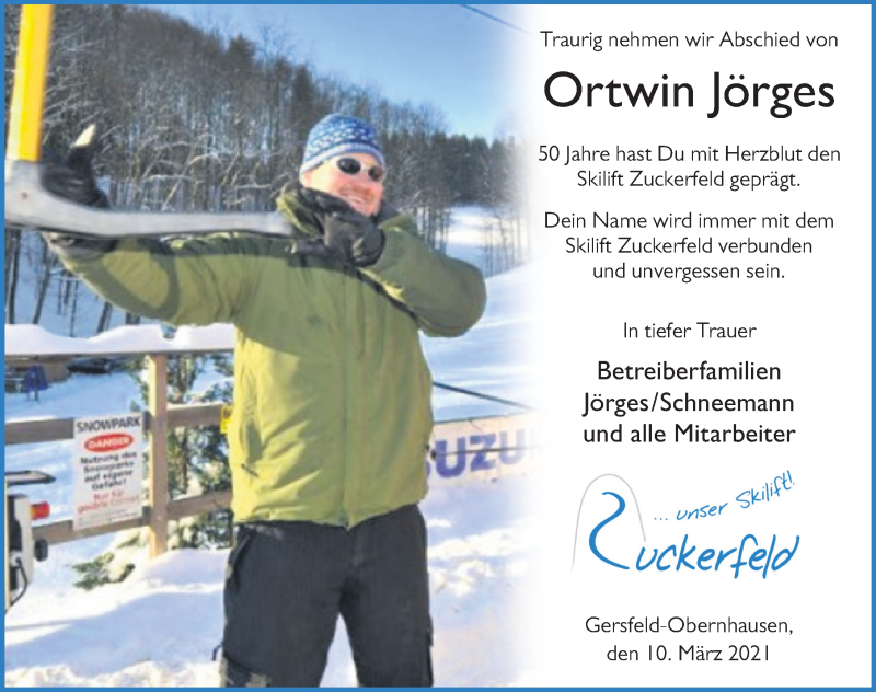  Traueranzeige für Ortwin Jörges vom 10.03.2021 aus FZ