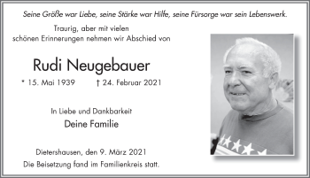 Traueranzeige von Rudi Neugebauer von FZ