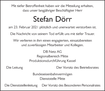 Traueranzeige von Stefan Dörr von FZ