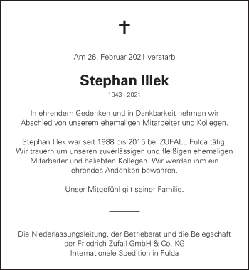 Traueranzeige von Stephan Illek von FZ