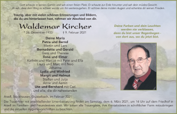 Traueranzeige von Waldemar Kircher von FZ