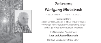 Traueranzeige von Wolfgang Glotzbach von FZ