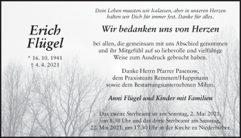 Traueranzeige von Erich Flügel von FZ