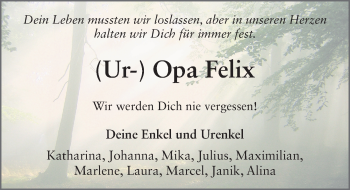 Traueranzeige von Felix Stanke von FZ