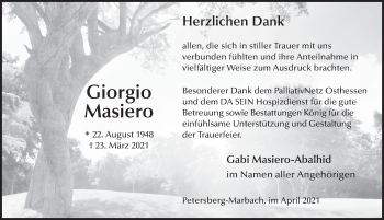 Traueranzeige von Giorgio Lucio Masiero von FZ