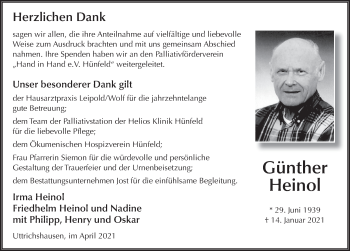 Traueranzeige von Günther Heinol von FZ