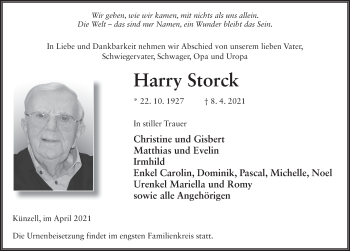 Traueranzeige von Harry Storck von FZ