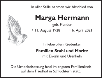 Traueranzeige von Marga Hermann von FZ