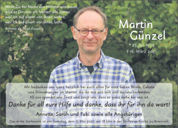 Traueranzeige von Martin Günzel von FZ