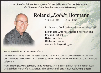 Traueranzeige von Roland Hofmann von FZ