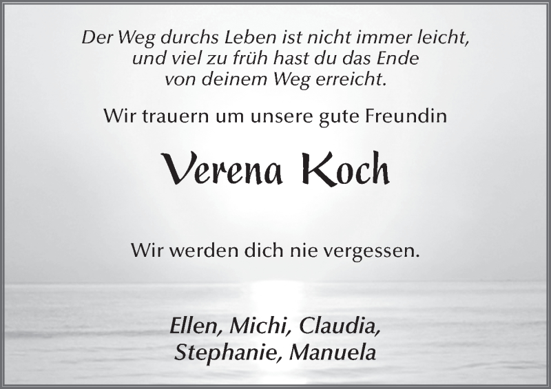  Traueranzeige für Verena Koch vom 27.04.2021 aus FZ