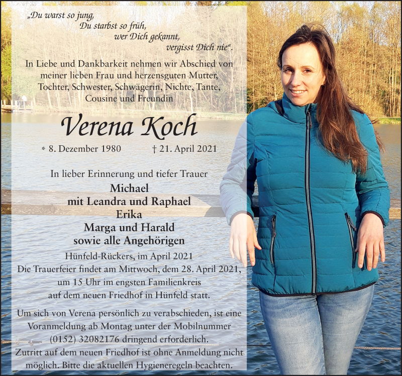  Traueranzeige für Verena Koch vom 24.04.2021 aus FZ