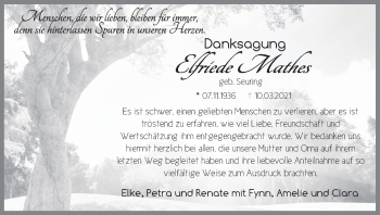 Traueranzeige von Elfried Mathes von FZ