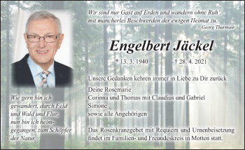Traueranzeige von Engelbert Jäckel von FZ
