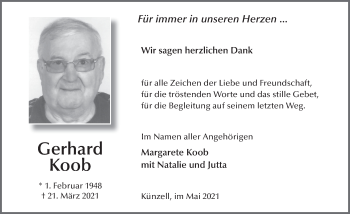 Traueranzeige von Gerhard Koob von FZ