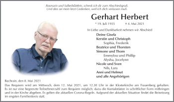 Traueranzeige von Gerhart Herbert von FZ