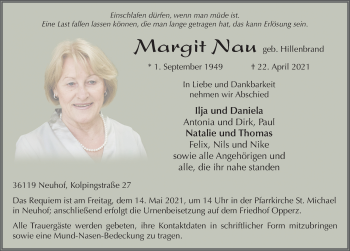 Traueranzeige von Margit Nau von FZ