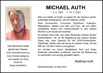 Traueranzeige von Michael Auth von FZ