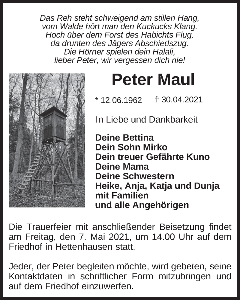  Traueranzeige für Peter Maul vom 05.05.2021 aus FZ