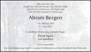 Traueranzeige von Abram Bergen von FZ
