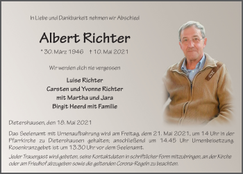Traueranzeige von Albert Richter von FZ