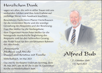 Traueranzeige von Alfred Bub von FZ