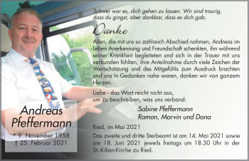Traueranzeige von Andreas Pfeffermann von FZ