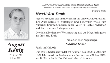 Traueranzeige von August König von FZ