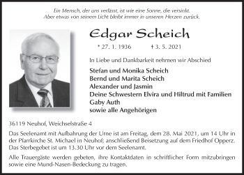 Traueranzeige von Edgar Scheich von FZ