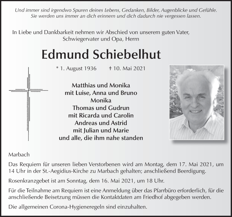  Traueranzeige für Edmund Schiebelhut vom 14.05.2021 aus FZ