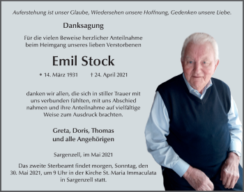 Traueranzeige von Emil Stock von FZ
