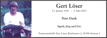 Traueranzeige von Gert Löser von FZ
