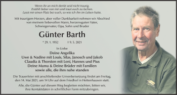 Traueranzeige von Günter Barth von FZ
