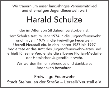Traueranzeige von Harald Schulze von FZ